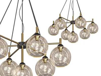 Pendant chandelier with glass shades ETNA 3D model