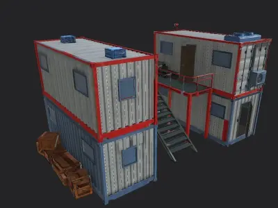 Container and a Site Office Optimized for Unreal Engine Low-poly 3D model