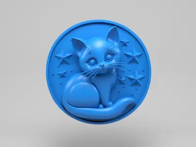 Cat wall decoration 3D print model