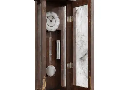 Vintage Classical wooden wall clock Low-poly 3D model