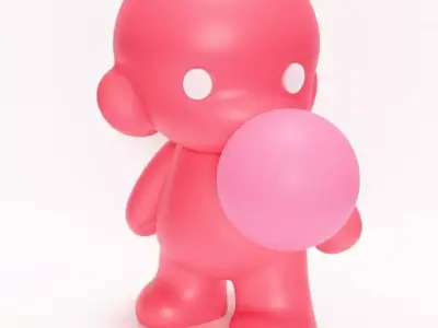 Pink Bubble Gum Candy Cloud toy 3D print model