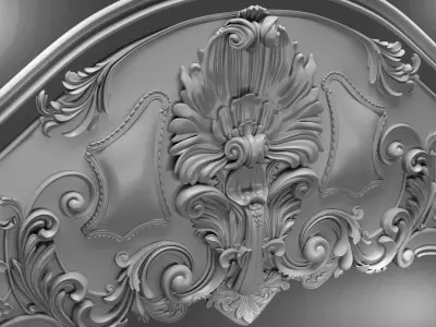Baroque bed headboard for engraving on a CNC machine 3D print model