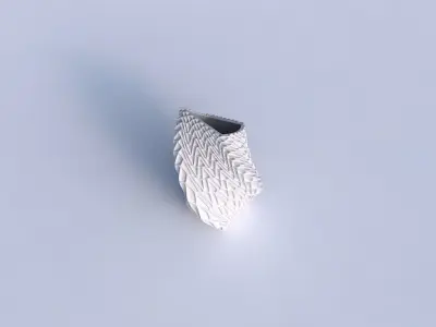 Vase twisted bent quadratic with wavy grid piramides 3D print model