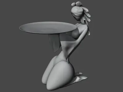 Showpiece Woman plate holder Low-poly 3D model