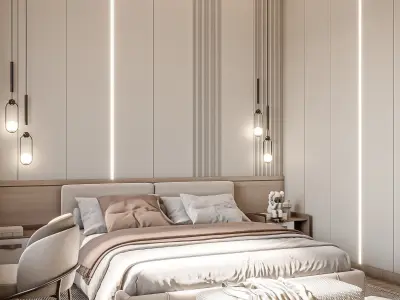 Luxury Scene Bedroom Minimalist Modern Style 3D Model  3D model