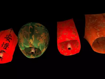 Chinese red sky lantern  3D model shop