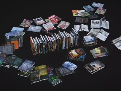 Books and Magazines Low-poly 3D model