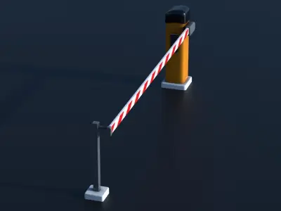 Car Park Barrier Gate Game ready Low-poly 3D model