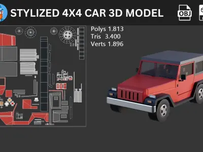 Stylized 4x4 Car 3D Model 3D model