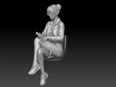 spectator at sports stadium girl 3 3D print model