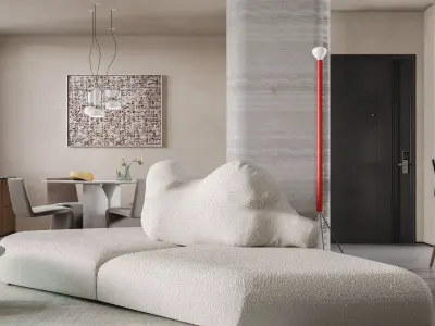 Modern living room dining room interior scenes 283 3D model