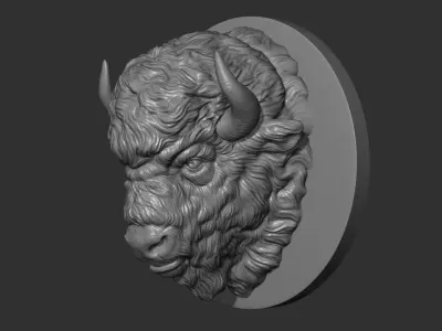 Bison angry head 3D print model