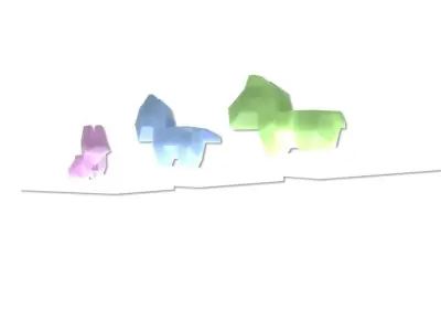 Origami pets RIGGED Low-poly 3D model