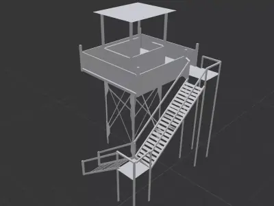 Military tower  Low-poly 3D model