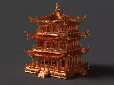 Chinese ancient house Low-poly 3D model get