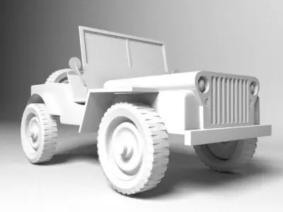 Jeep Low poly military 3D model