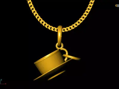 Tea cup pendant charms - one inch pendant 3D print model