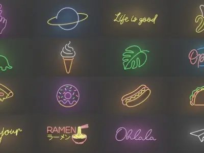 150 Neon Signs - NEONPLEX MEGA PACK 3D Model Collection