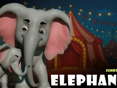 Cartoon Elephants Jumbo - Dumbo - MAYA Rigged and Blender Rigged Low-poly 3D model