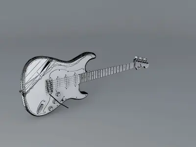 Plain worn stratocasterguitar Free 3D model