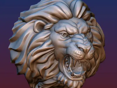 Lion Head Short Mane 3D print model