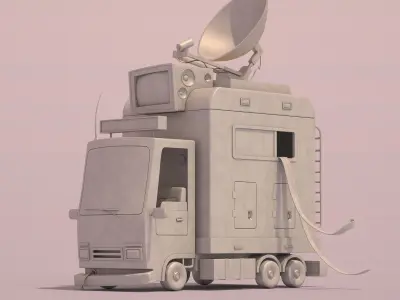 Cartoon Tv news car 3D model