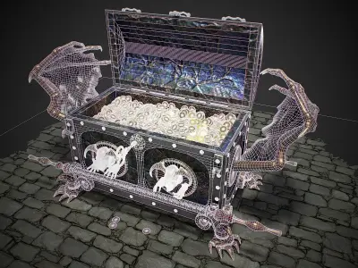 Chest vampire with coins 3D model Low-poly 3D model