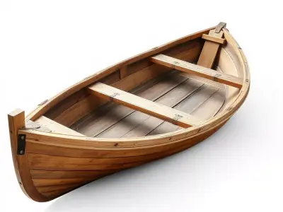 Wooden Rowboat Model Pack with Detailed Textures Low-poly 3D model