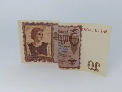 German 20 Reichsmark bill Free 3D model