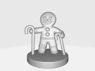 Gingerbread Man Figurine Candy Canes Festive Christmas Holiday  3D print model