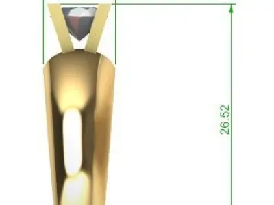 One gem woman ring Anillo mujer de una gema  3D print model