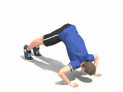 Pike Pushups  Exercise Man Animation Low-poly 3D model