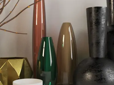 vase654 vases and branches 3D model