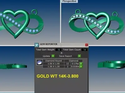 heart infinty pendant 3D print model
