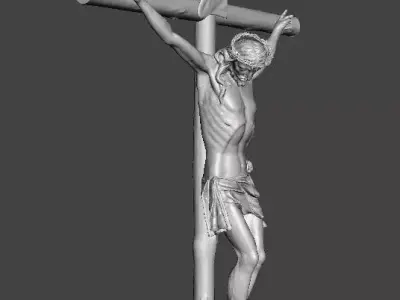 JESUS CHRIST ANTIQUE CRUCIFIX RELIGIOUS STATUE SCULPTURE ART 3D print model
