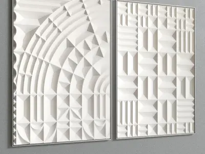 Plaster Two Photo Frame E-12 Low-poly 3D model