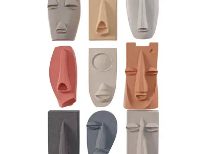 Wall Mount Abstract Tribal Mask Collection Low-poly 3D model