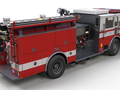 1995 Pierce Arrow fire truck Low-poly 3D model