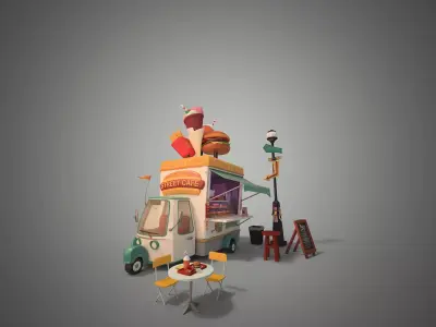 Street Cafe stylized 3D model