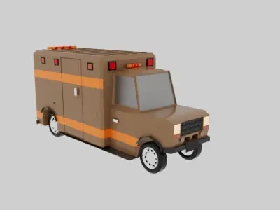 Low Poly Ambulance  Stylized Game-Ready Vehicle Low-poly 3D model