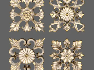 Decorative Wall Rosettes  01 3D model