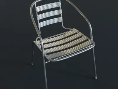 Stackable Stainless Steel Chair Low-poly 3D model