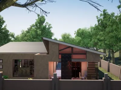 Three Bedroom Middle class Mansion 3D model