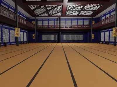 Japanese Dojo Low-poly 3D model