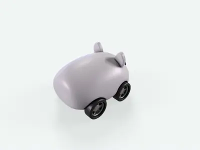 Cartoon Sheep Car Cute Low-poly 3D model