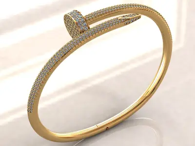 Nail Bracelet 17 cm Full Pave 3D print model