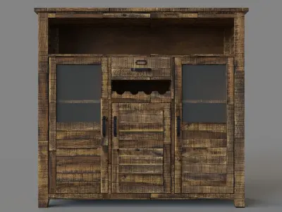 Cannon Valley Wine Cabinet Brown 3D model
