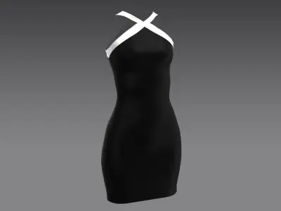 dress v neckline black and white Low-poly 3D model