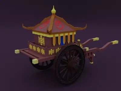 Ancient Chinese chariot Low-poly 3D model