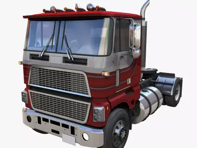 Cabover single axle truck Low-poly 3D model